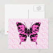 Pink Damask Butterfly Collage Briefkaart (Voorkant / Achterkant)