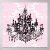 Pink Damask Chandelier Art Poster (Voorkant)