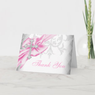 Pink Damask Cross Bedankt