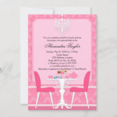 Pink Damask en Chandelier Bridal Tea Party Kaart (Voorkant)