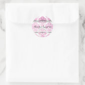 Pink Damask Glam Wedding Event Favor Ronde Sticker (Tas)