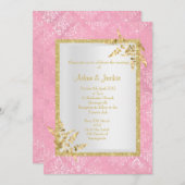 PINK DAMASK GOLD LEAF ELEGANT CLASSY WEDING KAART (Voorkant / Achterkant)