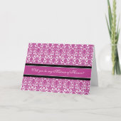 Pink Damask Matron of Honor Invitation (Voorkant)