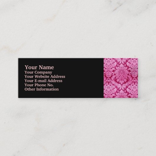 PINK DAMASK MINI VISITEKAARTJE (Voorkant)