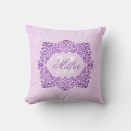 Pink Damask Monogram Naam Kussen