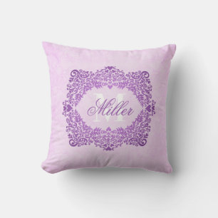 Pink Damask Monogram Naam Kussen