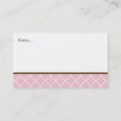 Pink Damask Monogram Patroon Contactkaartje (Achterkant)