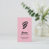 Pink Damask Monogrammed Visitekaartje (Staand voorkant)