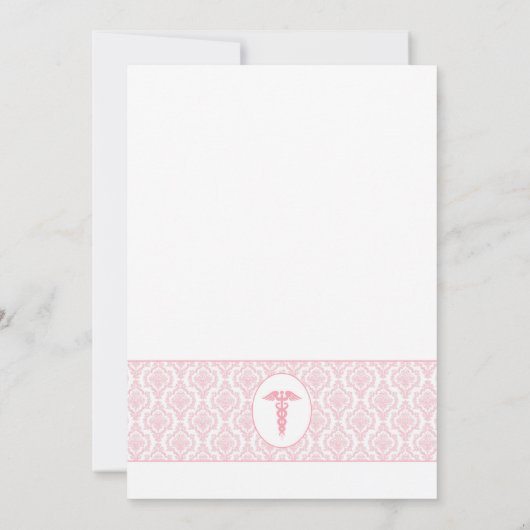 Pink Damask Nurse afstuderen pinning uitnodiging (Achterkant)