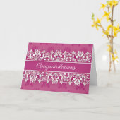Pink Damask swirl Congratulations Card Kaart (Gele Bloem)