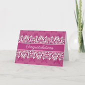 Pink Damask swirl Congratulations Card Kaart (Voorkant)
