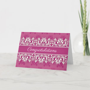 Pink Damask swirl Congratulations Card Kaart