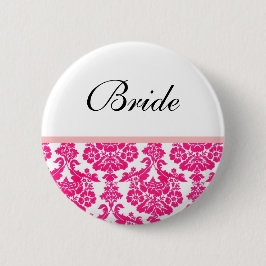 pink damask trouwknoppen ronde button 5,7 cm