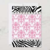 Pink Damask Zebra Sweet Sixteen Verjaardagsfeest Kaart (Achterkant)