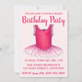 Pink Dance Ballerina Tutu Ballet Birthday Party Kaart (Voorkant)