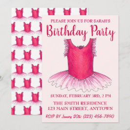 Pink Dance Ballerina Tutu Ballet Birthday Party Kaart