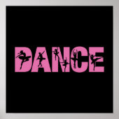 Pink DANCE with Ballerina Cutouts Poster (Voorkant)