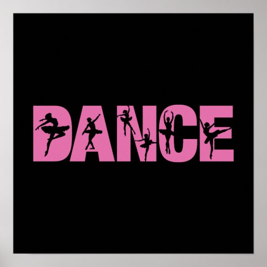 Pink DANCE with Ballerina Cutouts Poster (Voorkant)