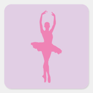 Pink Dancing Ballerina Vierkante Sticker