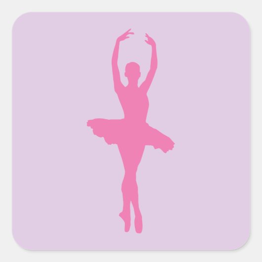 Pink Dancing Ballerina Vierkante Sticker (Voorkant)