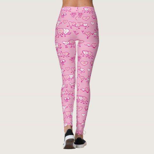 Pink Dancing Hearts Loving Couples Valentijn Leggings (Achterkant)
