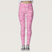 Pink Dancing Hearts Loving Couples Valentijn Leggings (Voorkant)