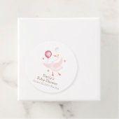 Pink Dancing Princess Swan Balloon Baby shower Bedankjes Labels (In situ)