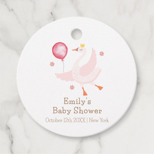 Pink Dancing Princess Swan Balloon Baby shower Bedankjes Labels (Voorkant)