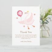 Pink Dancing Princess Swan Balloon Baby shower Bedankkaart (Staand voorkant)