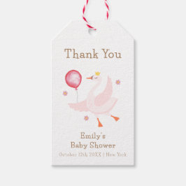 Pink Dancing Princess Swan Balloon Baby shower Cadeaulabel