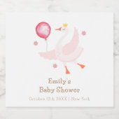 Pink Dancing Princess Swan Balloon Baby shower Sparkling Wijnetiket (Enkel label)