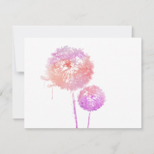 Pink Dandelion Clock Funeral Bedankt kaarten (Achterkant)