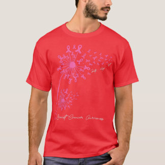Pink Dandelion Faith Hope Breast Cancer Aware T-shirt