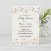 Pink Dandelion Flowers Baby shower Uitnodiging (Staand voorkant)