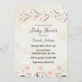 Pink Dandelion Flowers Baby shower Uitnodiging (Voorkant / Achterkant)