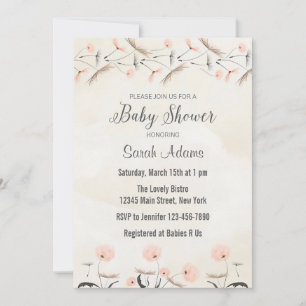Pink Dandelion Flowers Baby shower Uitnodiging