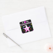 PINK DAT IK VAN GYMNASTISCH ONTWERP HOOR VIERKANTE STICKER (Envelop)