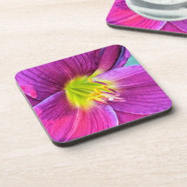 Pink Daylily Bloom Floral Bier Onderzetter