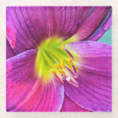 Pink Daylily Bloom Floral Glazen Onderzetter (Voorkant)