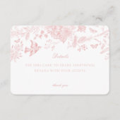 Pink de Toile Jouy Details Kaart Uitnodiging Invoe (Voorkant)