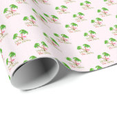 Pink Deck The Palms Tropical Christmas Santa Flami Cadeaupapier (Rol Hoek)