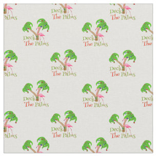 Pink Deck The Palms Tropical Christmas Santa Flami Stof