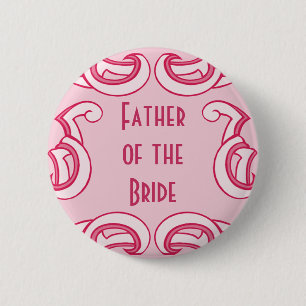 Pink Deco Vader van de Bride Ronde Button 5,7 Cm