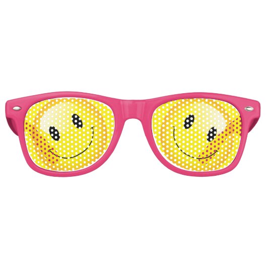 Pink Decora Kei Kawaii Smiling Emoji Retro Zonnebril (Voorkant)