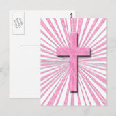 PINK DECORATIVE CROSS BRIEFKAART (Voorkant / Achterkant)