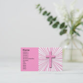 PINK DECORATIVE CROSS VISITEKAARTJES (Staand voorkant)