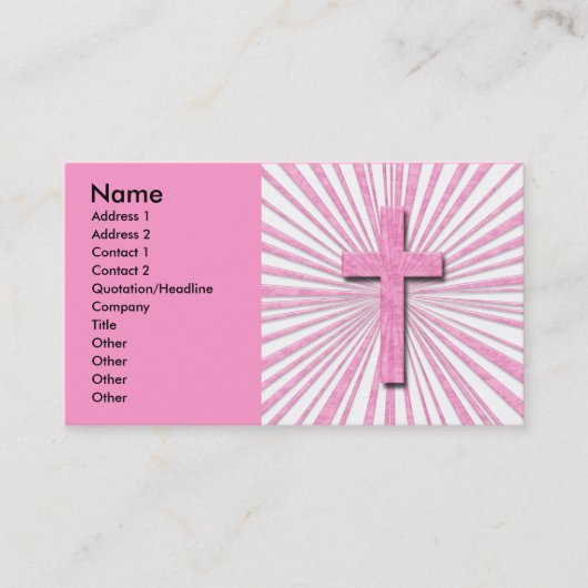 PINK DECORATIVE CROSS VISITEKAARTJES (Voorkant)
