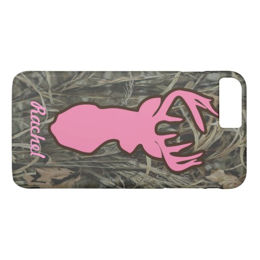 Pink Deer Head Camo Phone case (Achterkant (Horizontaal))