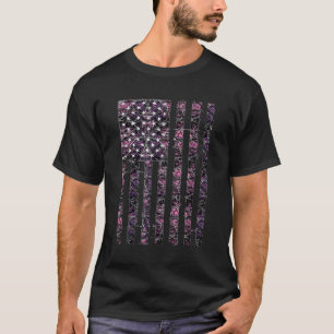 Pink Deer Hunting Camo Camouflage American USA VS T-shirt