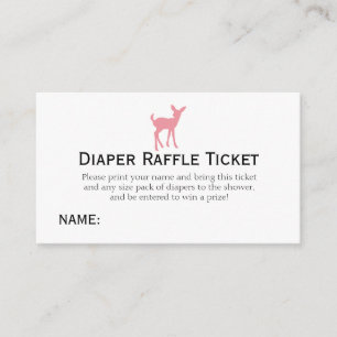 Pink Deer Luier Raffle Ticket Meisjes Baby shower Informatiekaartje